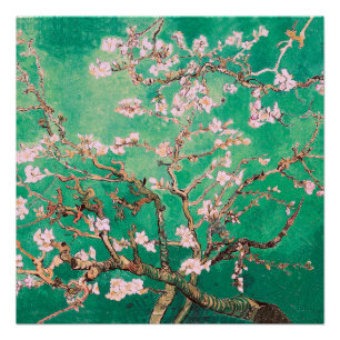 Green Van Gogh Almond Blossoms Poster