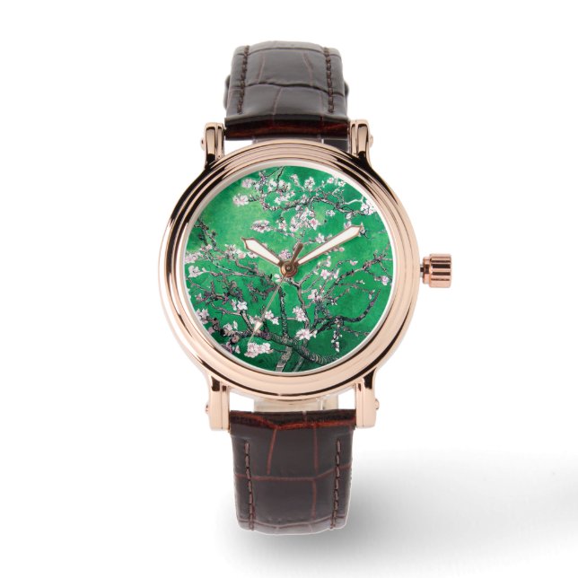Green Van Gogh Almond Blossoms Watch (Front)