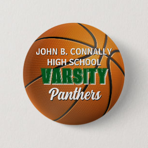 Green Varsity Basketball Custom High School 6 Cm Round Badge