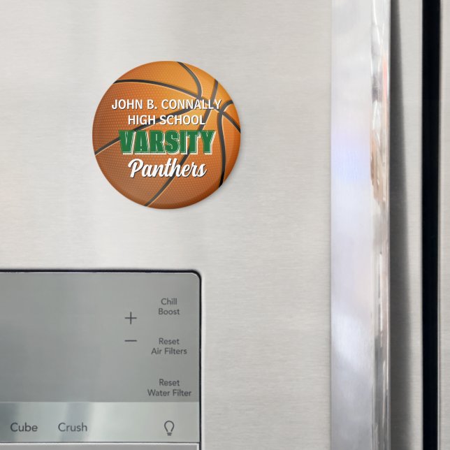 Green Varsity Basketball Custom High School Magnet (In Situ (Fridge))