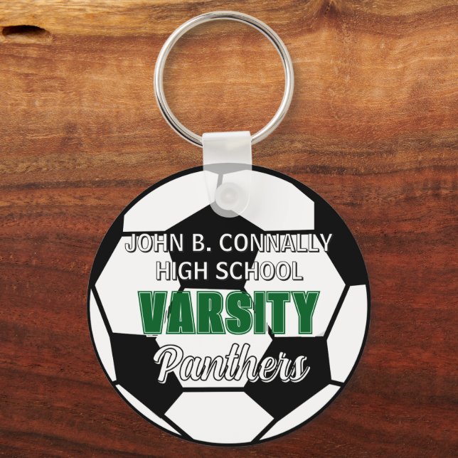 Green Varsity Soccer Custom High School Key Ring (Front)