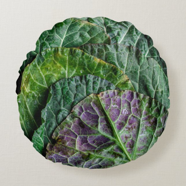 Green vegetable round cushion (Front)