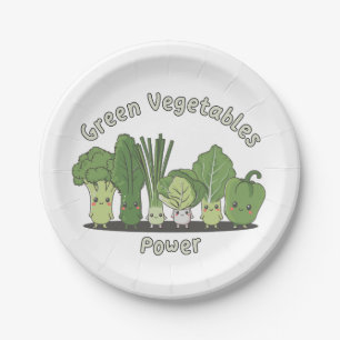 Green Vegetables Power Paper Plate