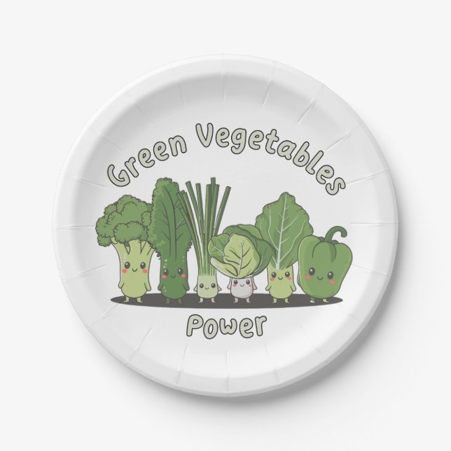 Green Vegetables Power Paper Plate (Front)