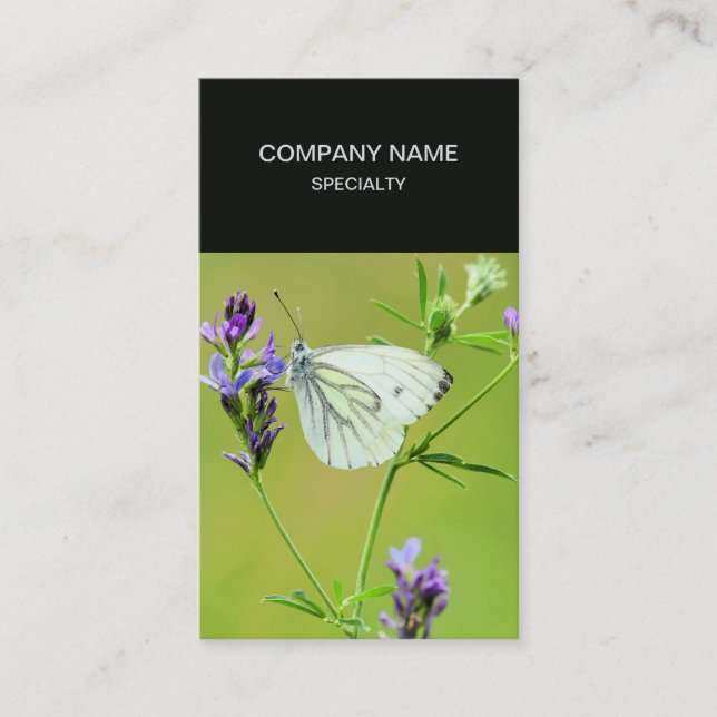 Green Veined White Butterfly Business Card (Front)