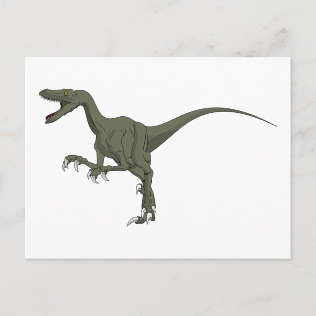 Green Velociraptor Dinosaur Postcard (Front)