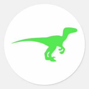 Green velociraptor silhouette classic round sticker