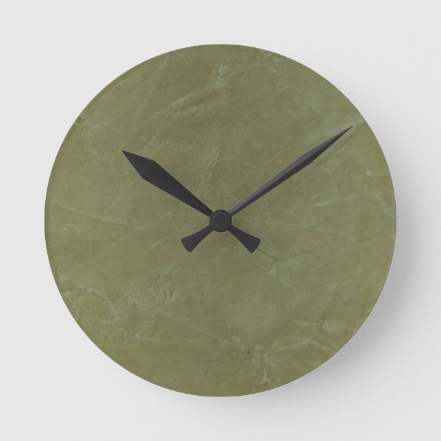 Green Venetian Plaster Round Clock (Front)