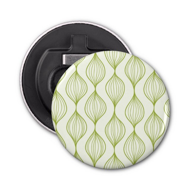 Green vertical ogee pattern background bottle opener (Front)