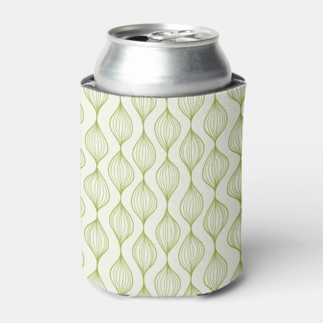 Green vertical ogee pattern background can cooler (Can Front)