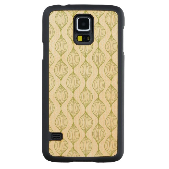 Green vertical ogee pattern background carved maple galaxy s5 case (Back)