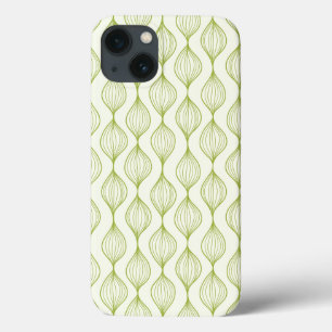 Green vertical ogee pattern background iPhone 13 case