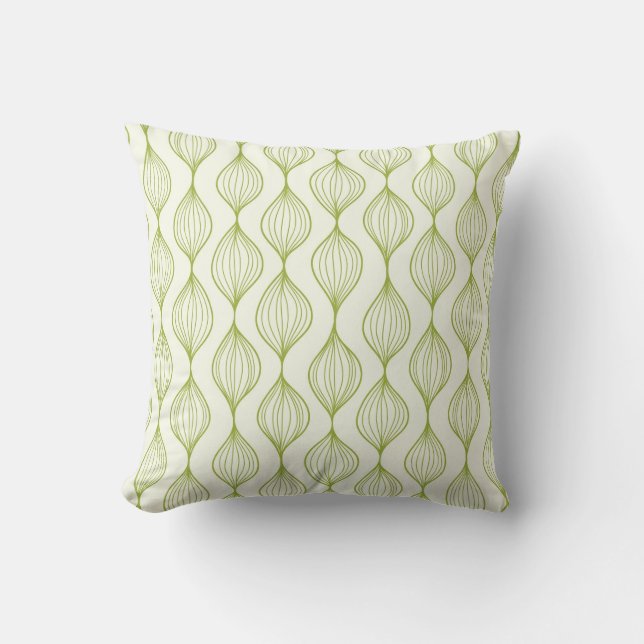 Green vertical ogee pattern background cushion (Front)