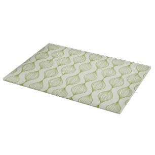 Green vertical ogee pattern background cutting board