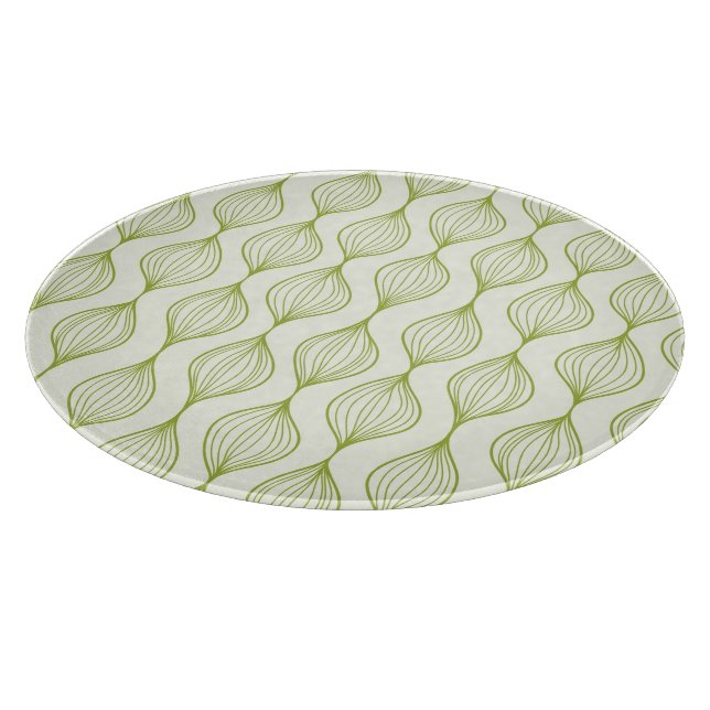 Green vertical ogee pattern background cutting board (Corner)