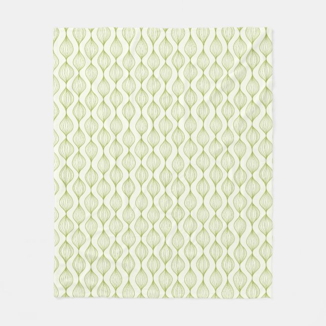 Green vertical ogee pattern background fleece blanket (Front)