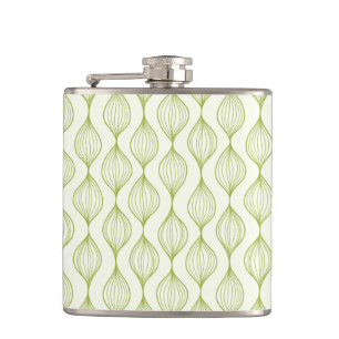 Green vertical ogee pattern background hip flask