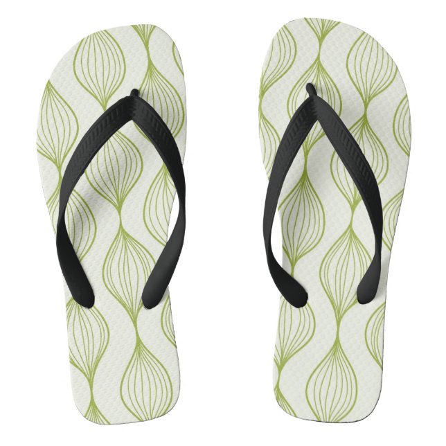 Green vertical ogee pattern background jandals (Footbed)