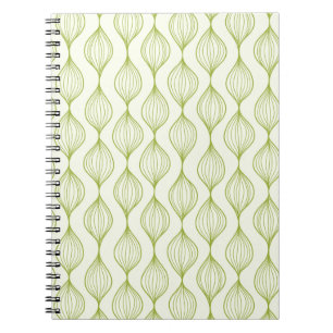 Green vertical ogee pattern background spiral notebook