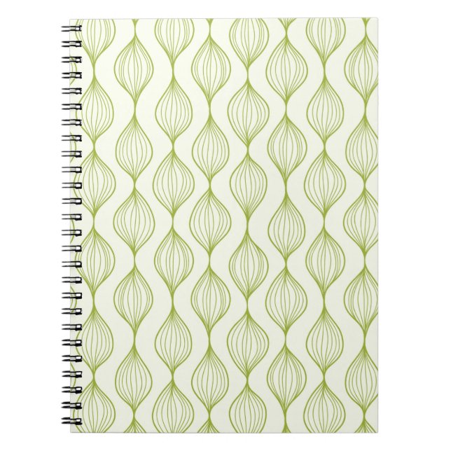 Green vertical ogee pattern background spiral notebook (Front)