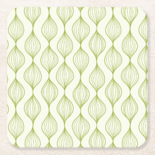 Green vertical ogee pattern background square paper coaster