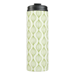 Green vertical ogee pattern background thermal tumbler