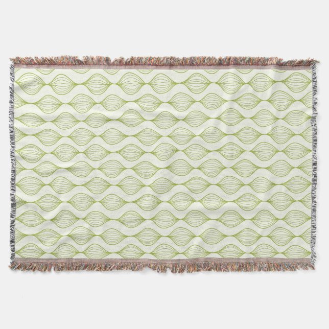 Green vertical ogee pattern background throw blanket (Front)