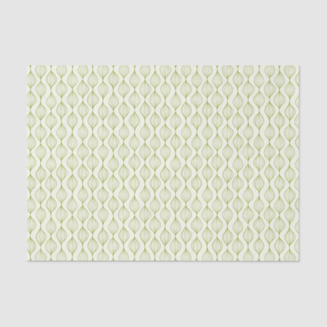 Green vertical ogee pattern background tissue paper (Front)