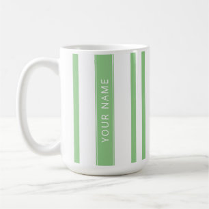 Green Vertical Stripes with Your Name Mug