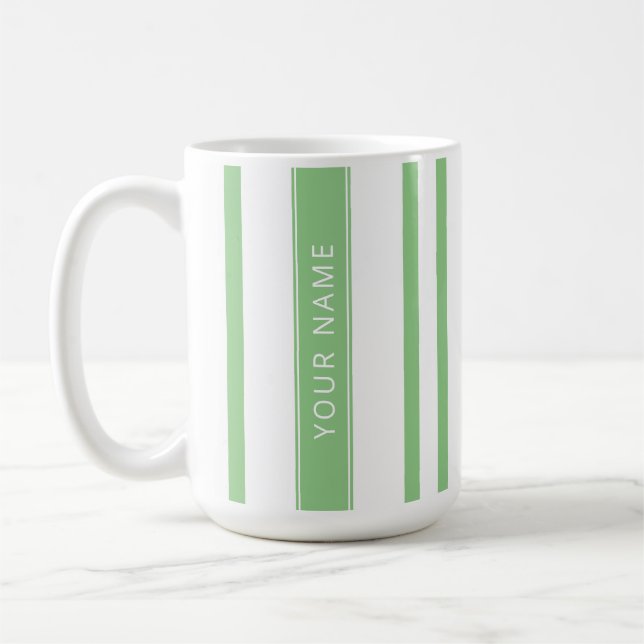 Green Vertical Stripes with Your Name Mug (Left)