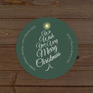 Green Very Merry Christmas Tree Envelope Seals