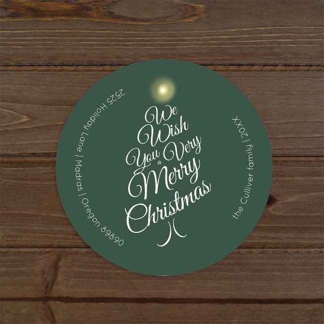 Green Very Merry Christmas Tree Envelope Seals (Creator Uploaded)
