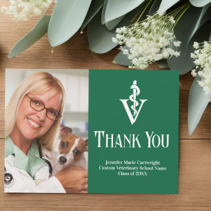 Green Veterinarian Office Photo Customisable Thank You Card