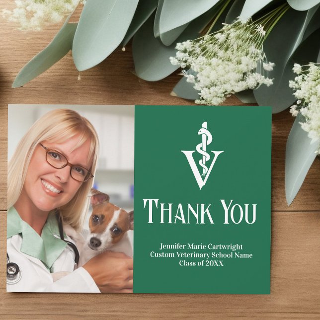 Green Veterinarian Office Photo Customisable Thank You Card (Creator Uploaded)