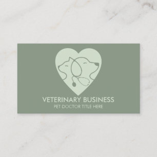 Green Veterinary Paw Pet Doctor Animal Business Card