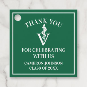 Green Veterinary School Custom Graduation Party Favour Tags