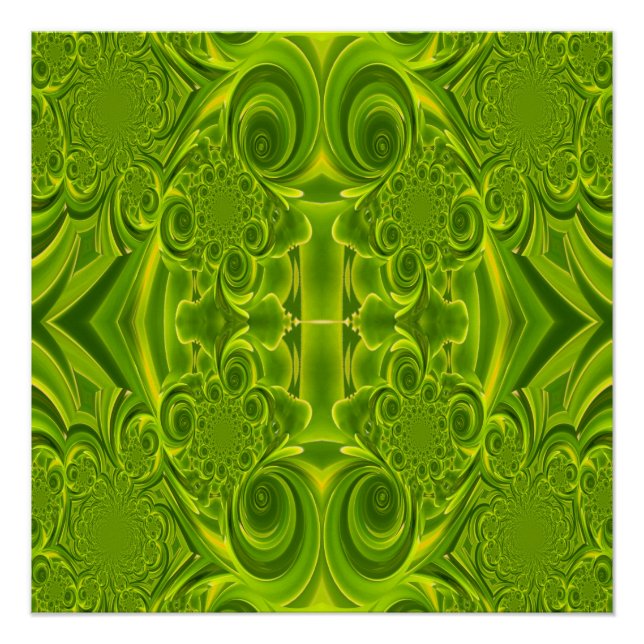 Green Vibrant Swirl Perfect Poster (Front)