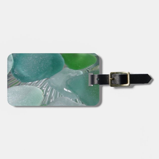 Green Vibrations Green Sea Glass Luggage Tag (Front Horizontal)