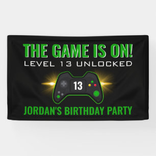 Green Video Game Birthday Banner