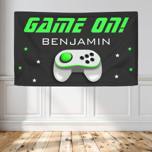 Green Video Game Birthday Party Banner