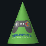 Green Video Game Controller Kids Birthday Party Hat<br><div class="desc">Cool kids birthday party design with a video games theme perfect for boys and girls.</div>
