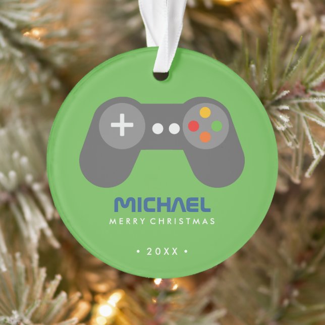 Green Video Game Controller Kids Christmas Ornament (Tree)