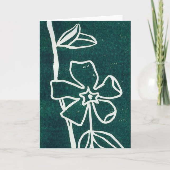 "Green Vinca" Floral Greeting Card (Front)