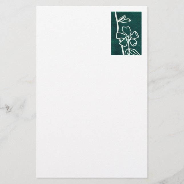 "Green Vinca" Floral Stationery (Front)