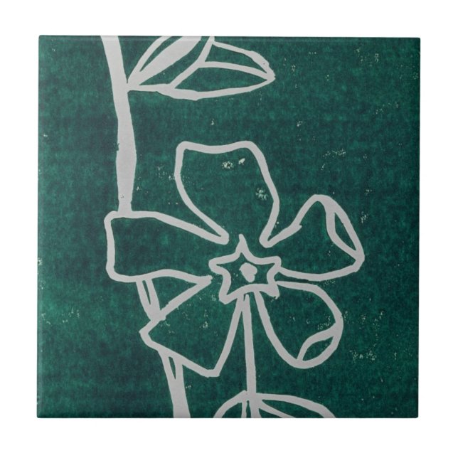 "Green Vinca" Kitchen Garden Ceramic Tile (Front)