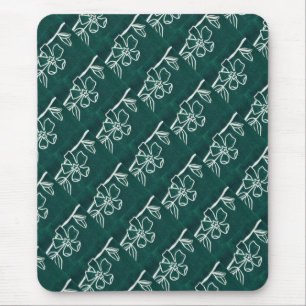 "Green Vinca" Tiled Pattern Floral Mousepad