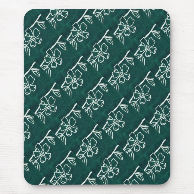 "Green Vinca" Tiled Pattern Floral Mousepad (Front)