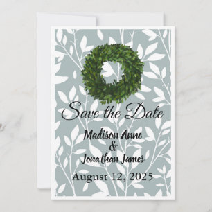 Green Vine Leaf Farmhouse Wreath Country Save The Date
