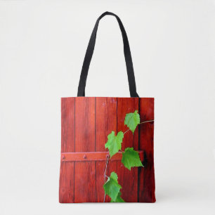 Green Vine On Red Barn Tote Bag
