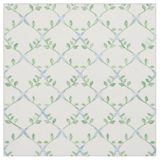 Green Vine Trellis Botanical Pattern Fabric